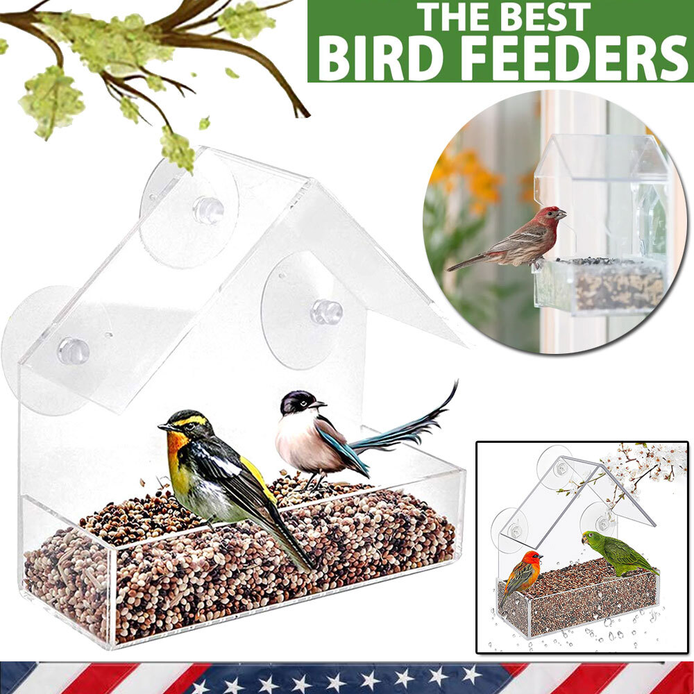 Clear Acrylic House Window Viewing Bird Feeder
