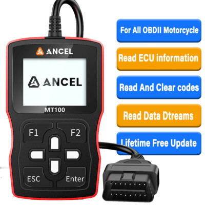 Motorcycle Diagnostic Scan Tool OBD2 OBDII Scanner Code Reader Check Engine ABS