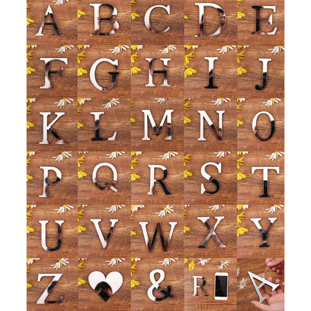 Removable Letters Mirror Wall Stickers Modern Acrylic ...