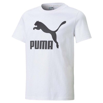 Puma Classics Logo Футболка с круглым вырезом и короткими рукавами Молодежные мальчики Белые повседневные топы 5