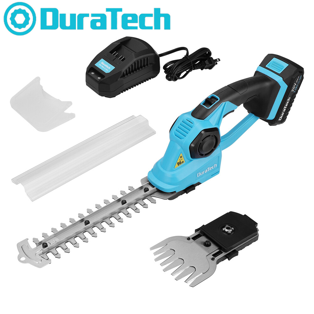 DURATECH 20V Cordless Hedge Trimmer Grass Shears 2-in-1 Shrubbery Hedge Trimmer