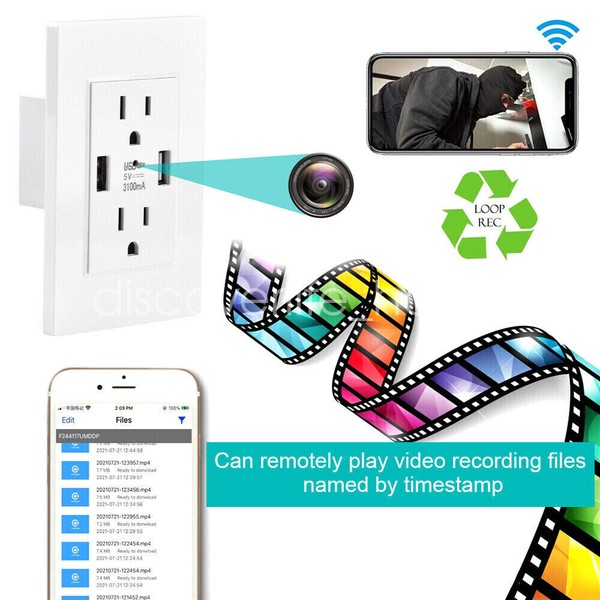 NEW AC Wall Outlet with USB Home Security Nanny Camera IP WiFi Camera 1080P Lot - Image 3
