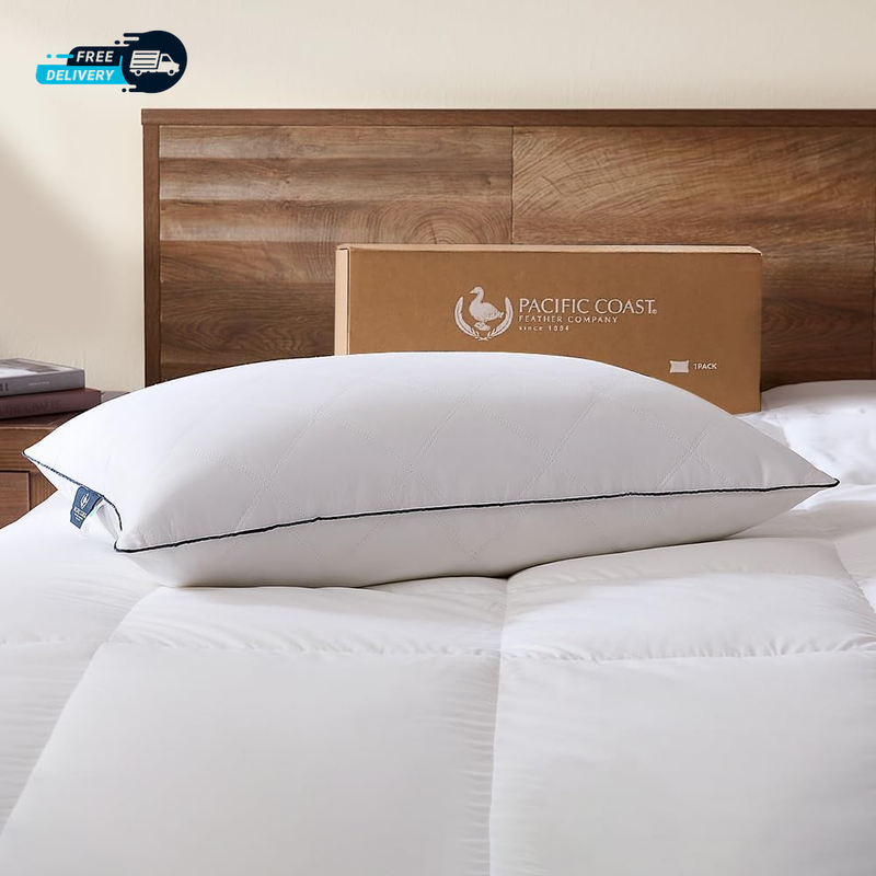 Premium Goose Feather & down Bed Pillows Standard Size 1-Pack