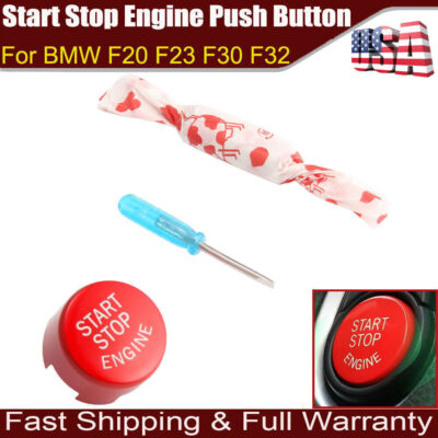 Red Start Stop Engine Push Button Cover Trim For BMW F20 F23 F30 F32 F10 F12 F4*