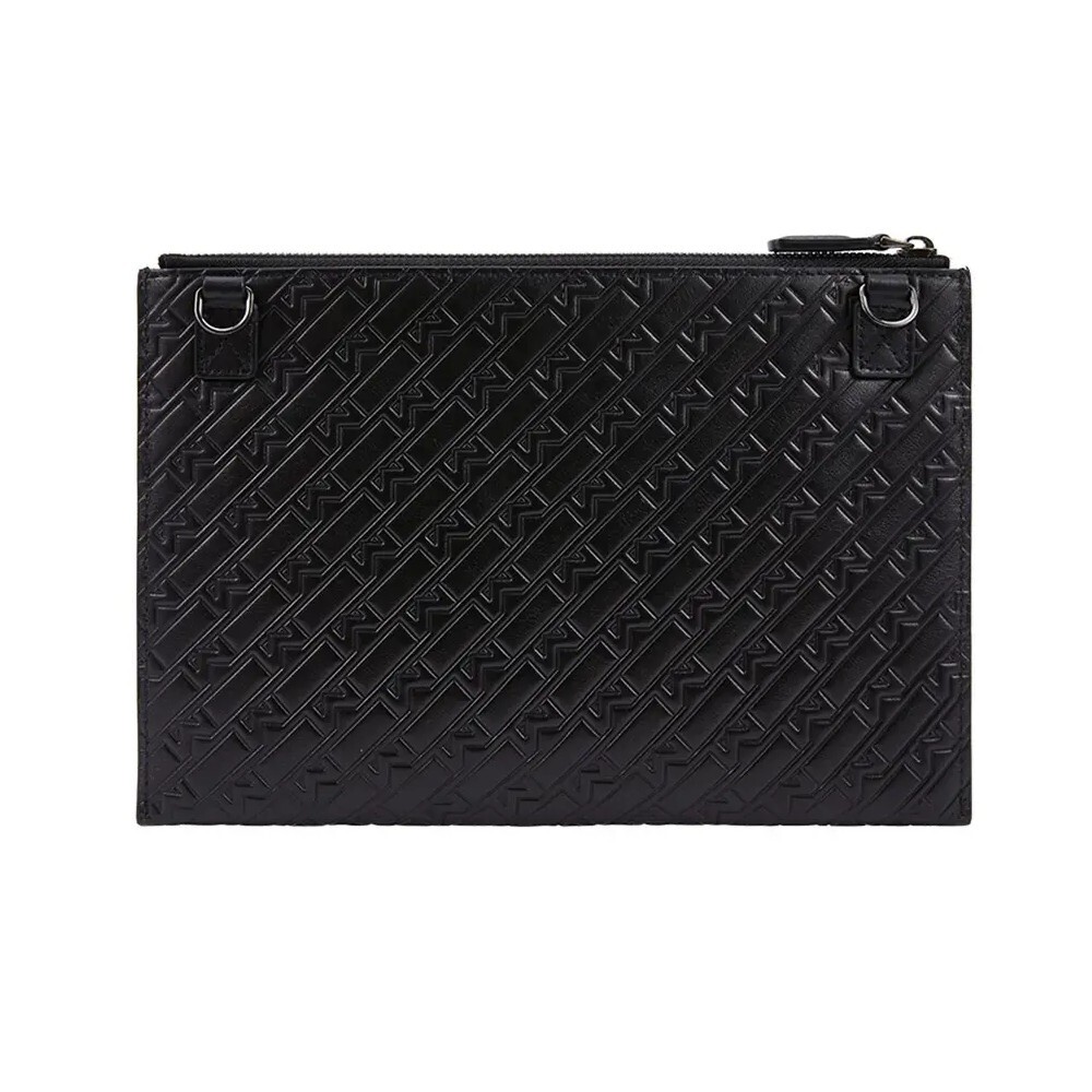 Pre-owned Montblanc M Gram 4810 Leather Pouch Clutch Hand Bag Purse Wallet Zipper For Men In Black