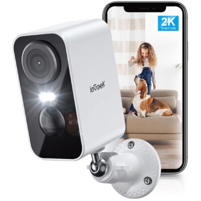 ieGeek Outdoor Wireless Security Camera 2K Home WiFi Battery CCTV System Alarm