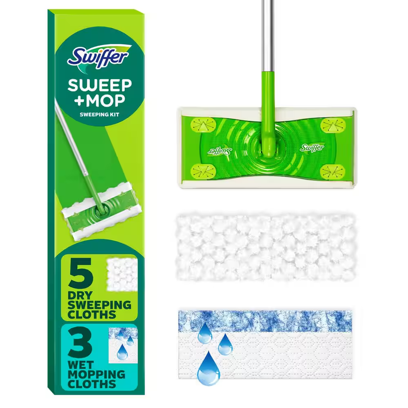 Swiffer Sweep Mop Starter Kit Floor Cleaner 2 in 1 Dry Wet Pads Hardwood Tile