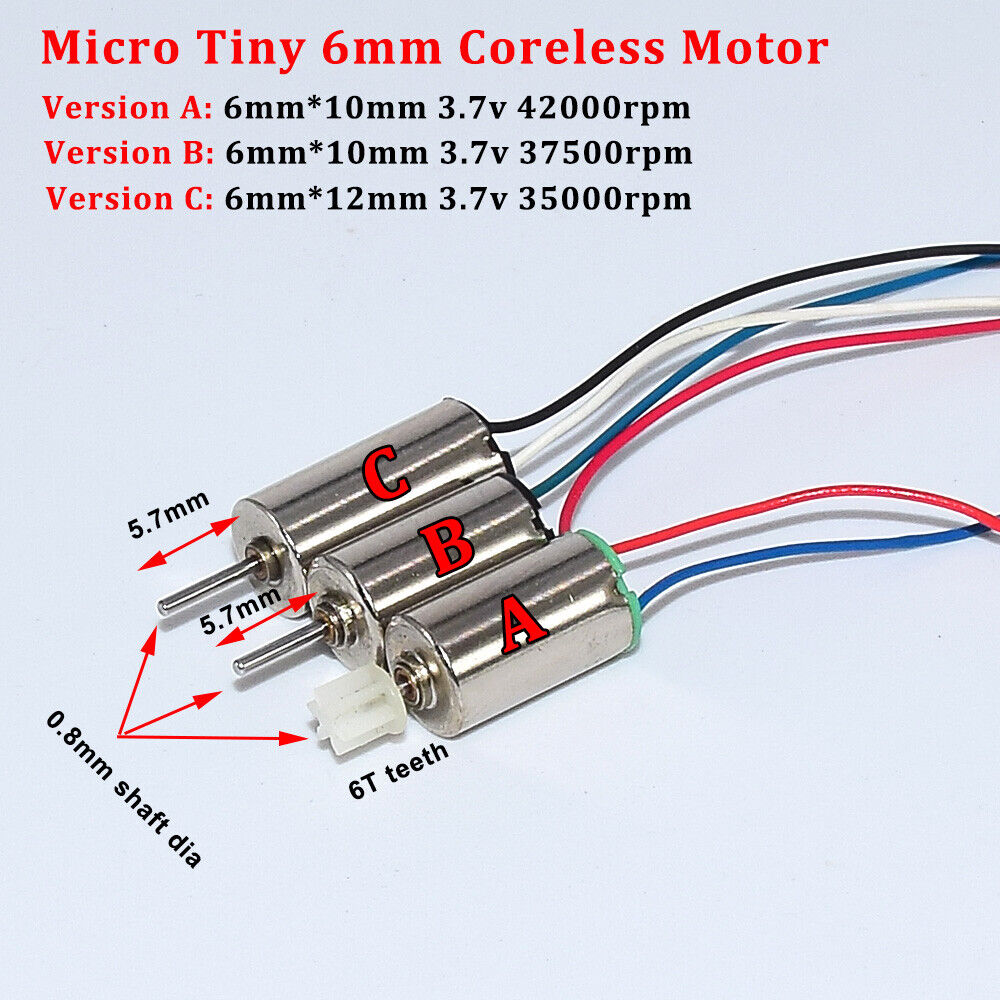 610 612 Micro 6mm Coreless Motor Engine DC 3V 3.7V High Speed Power Toy RC Drone