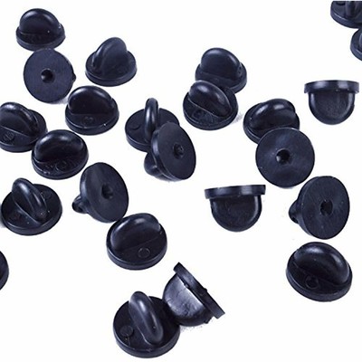 200pcs PVC Rubber Pin Backs/Pin Keepers For Tie Tack/Lapel (Black Color)