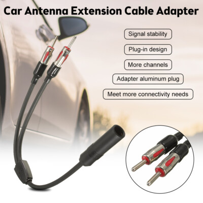 Car Stereo Antenna Splitter Y Cable Adaptor Adapts 2 Male to 1 Female
