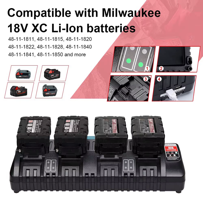 Beytvyow Battery Charger Replacement for Milwaukee M18 14.4V-18V Li-Ion Battery