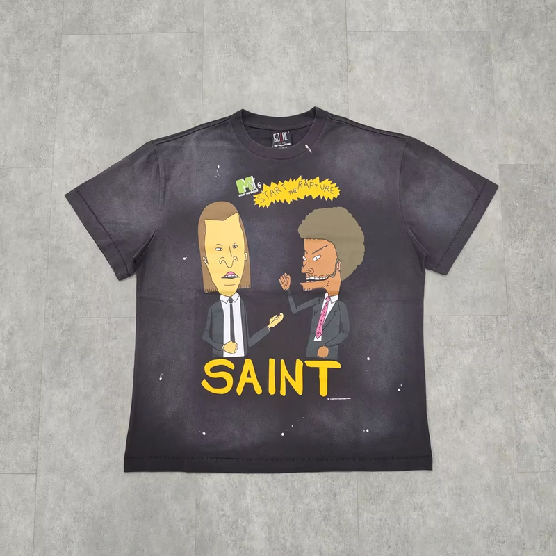 SAINT Mxxxxxx  Rapture T-Shirt Charcoal Men's Short Sleeve Cotton Round Neck Tee