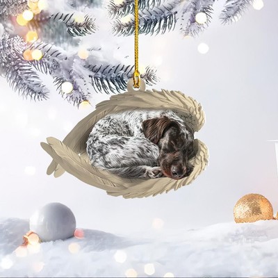 Personalized German Wirehaired Pointer Dog Sleeping Angel Wings Ornament Gift