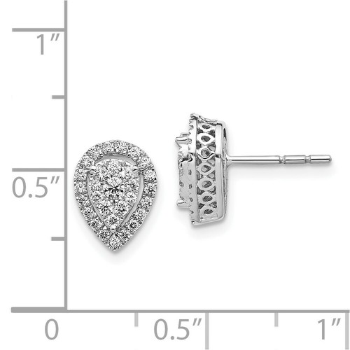 Pre-owned Goldia 14k White Gold Teardrop Cluster Diamond Post Earrings