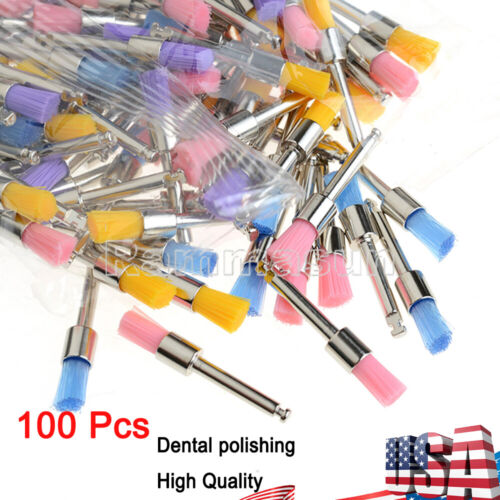 Dental Bowl Polishing Polisher Prophy Brushes Flat Colorful Nylon Type 100pcs/bo