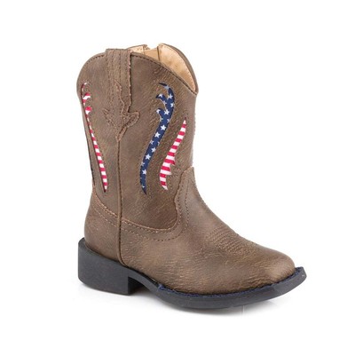 

Roper Liberty Patriotic Square Toe Cowboys Toddler Boys Коричневые повседневные ботинки 09-0, Коричневый, Roper Liberty Patriotic Square Toe Cowboys Toddler