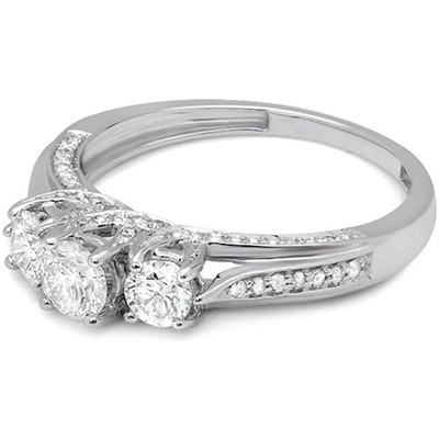 1.00 Engagement Rings Carat (ctw) 14K White Gold Diamond Vintage Bridal 3 Stone