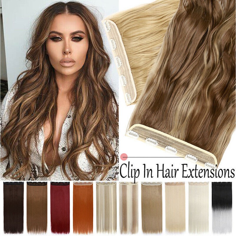3/4 Full Head One Piece Clip in Hair Extensions Curly Straight as Human Hair US