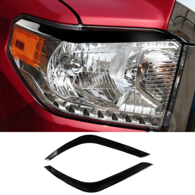 Gloss Black Front Headlight Eyelid Eyebrow Cover Fit for T@yota Tundr@ 2014-2021