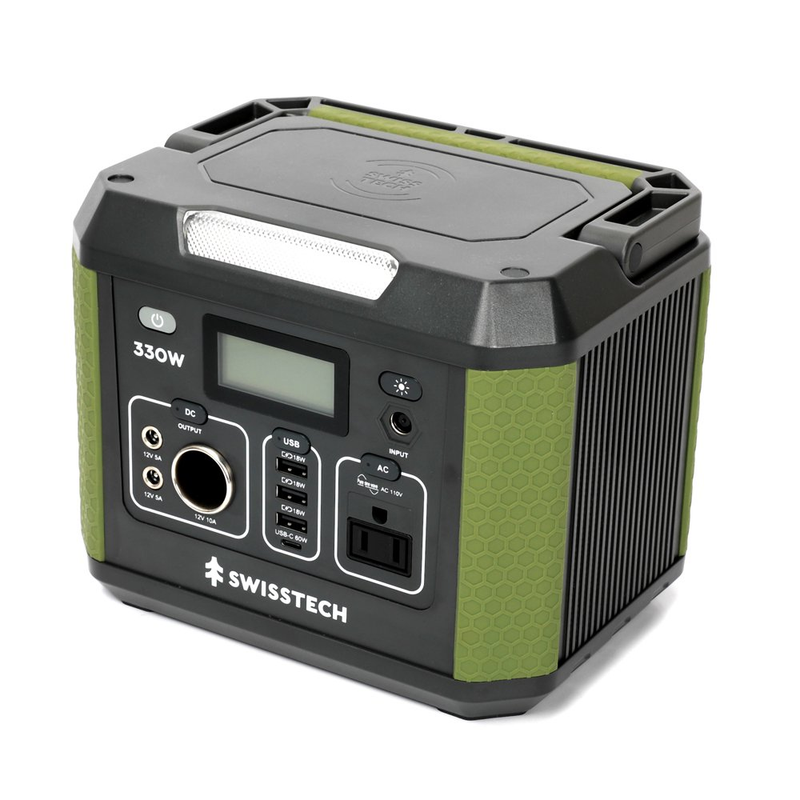 Swiss Tech 330W Portable Power Station, 288.6Wh, Solar Generator for Camping and
