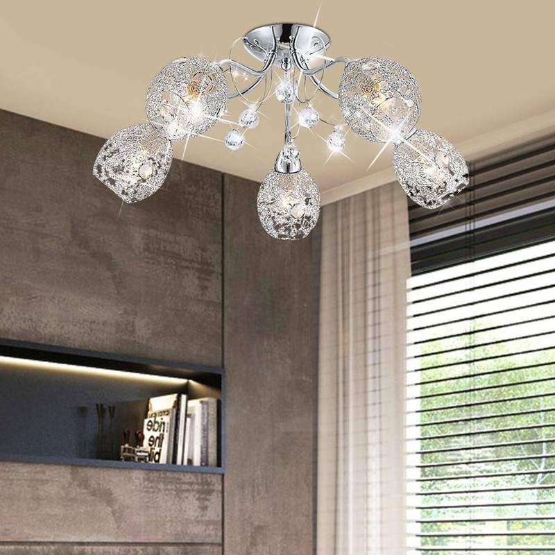 LED Deckenleuchte Chrom Lampe Kristall Design Beleuchtung Wohn Schlaf