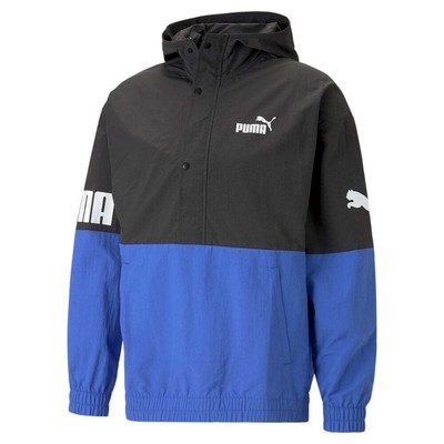 

Мужская синяя повседневная спортивная верхняя одежда Puma Power с капюшоном и полумолнией 67324, Синий, Puma Power Hooded Half Zip Windbreaker