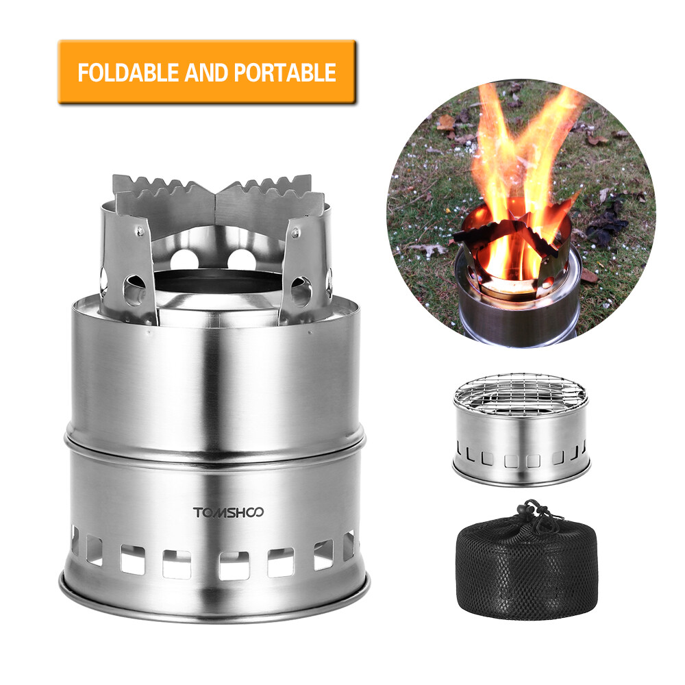 TOMSHOO Camping Wood Stove Stainless Steel Alcohol Stove fr Outdoor Camping V8W5