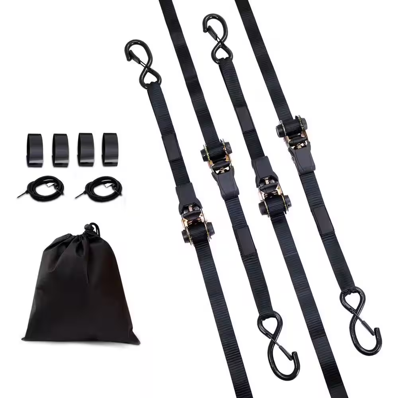 Ratchet Tie Down Straps 4 Pack 1x15 Ft Heavy Duty 2200 lbs Break Strength Cargo