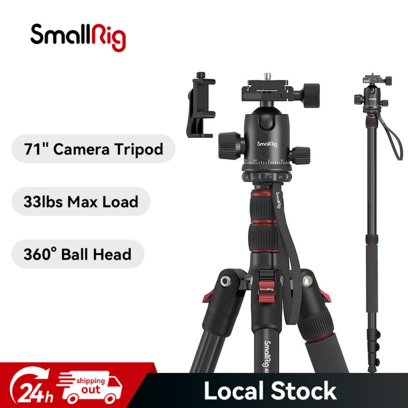 SmallRig 72" Camera Tripod Monopod with 36mm 360° Metal Ball Head 16-72 inches
