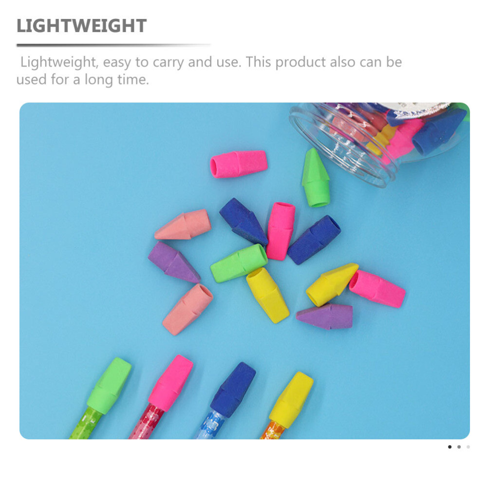 50 Pcs Random Color Eraser Topper Pencil Cap Pencils Bulk Mini