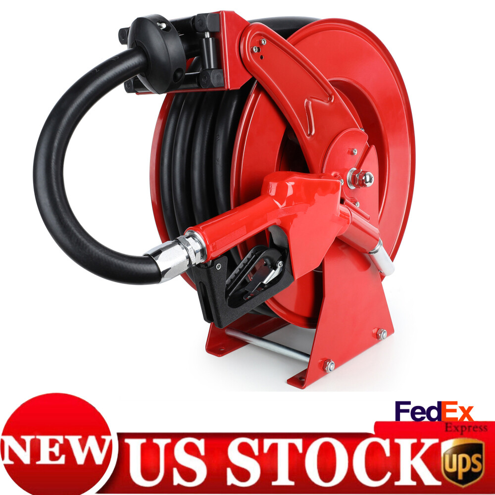 Fuel Hose Reel with Fuel Nozzle 3/4" x 50' Retractable Diese