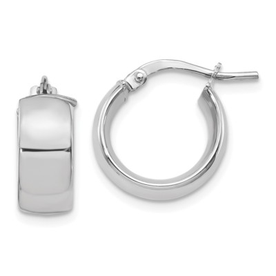 Pre-owned Superdealsforeverything Real 14kt White Gold 6mm High Polished Huggie Earrings