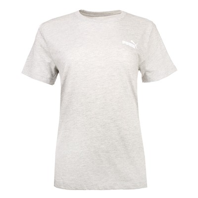 Женская повседневная футболка с круглым вырезом и коротким рукавом Puma Essentials с небольшим логотипом, серый повседневный топ