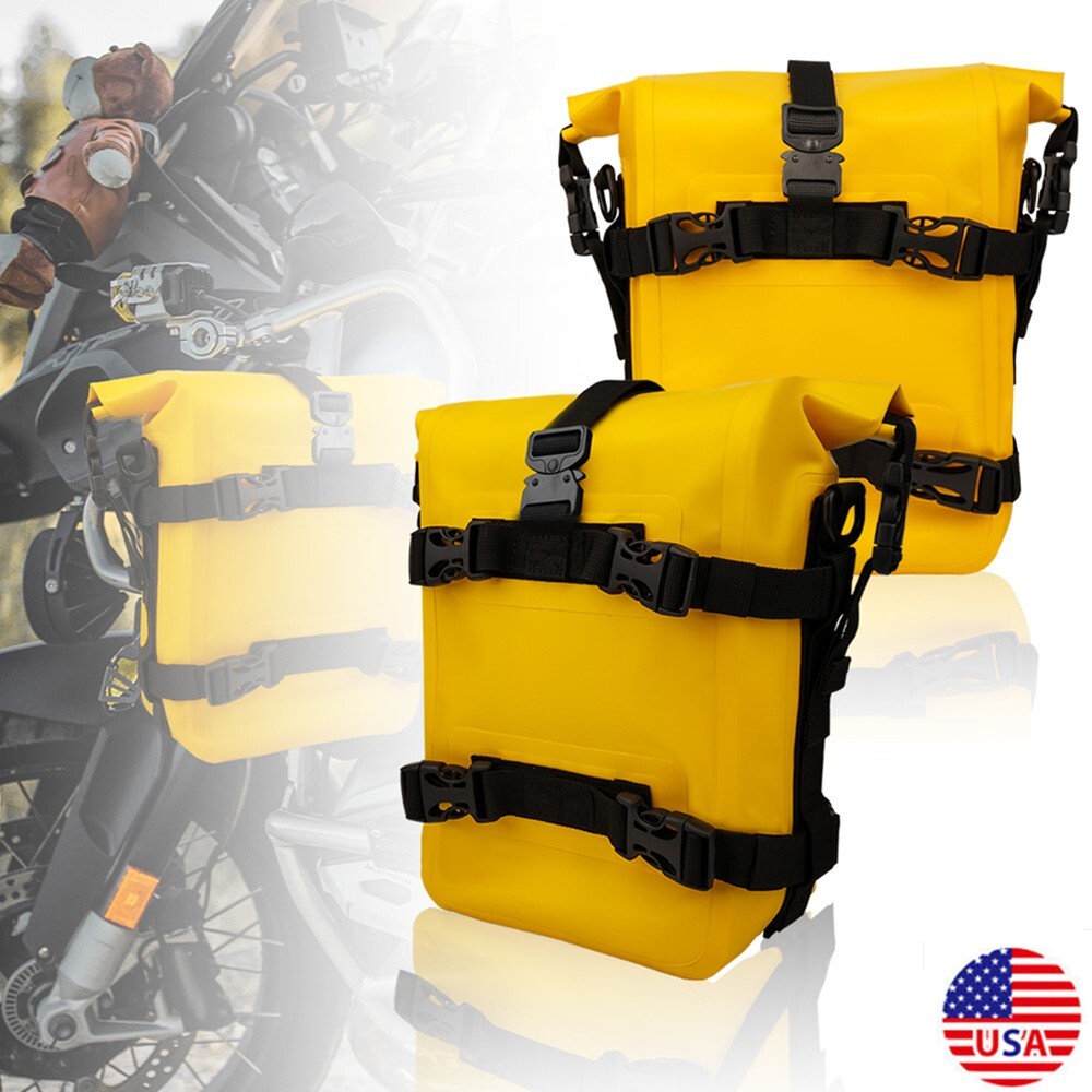 2X Universal Yellow Motorcycle Frame Crash Bars Waterproof