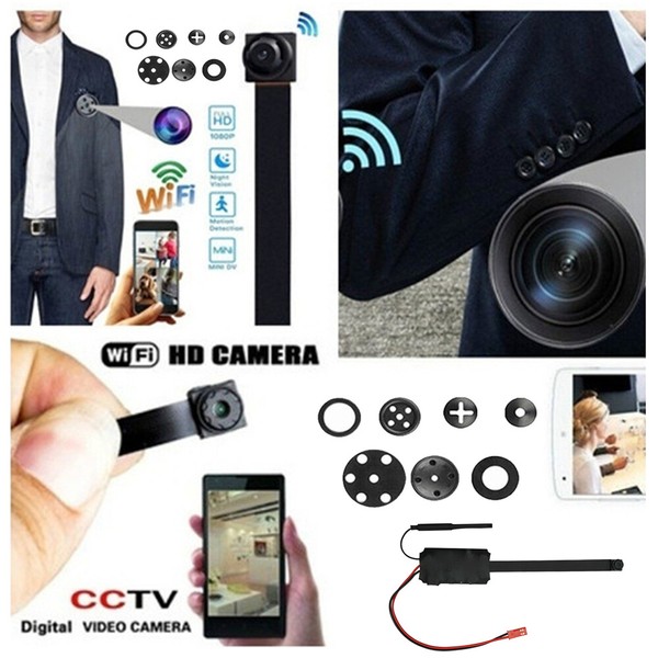 Hidden camera disguised as clothing button with accessories.