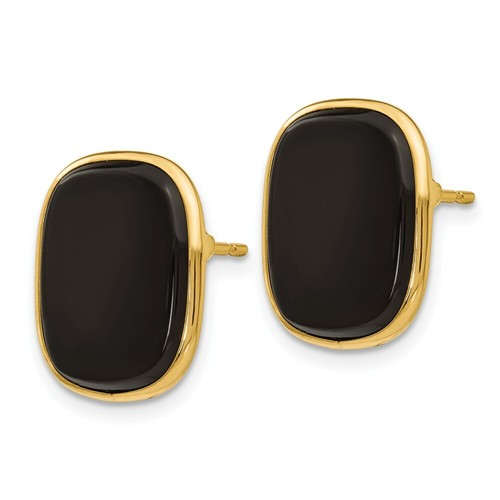 Pre-owned Goldia 14k Black Onyx Earrings In Yellow