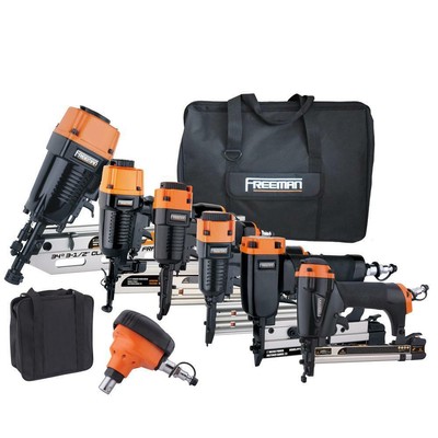 Freeman Nail Gun Finish Nailer Combo Kit 21 Degree Framing Fasteners Bags 9 Pc