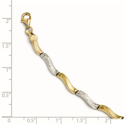 Pre-owned Superdealsforeverything Leslie's 10k Gold W/rhodium Diamond Cut Bracelet; 7 Inch; Lobster (fancy) Clasp In Yellow