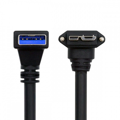Cord down Angled 90 Degree USB 3.0 a Male to Micro-B 3.0 Plug down Angled Lockin
