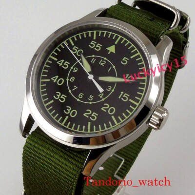 Automatic Men's Watch 21 Jewels Dial Polished Bezel Matcha Green Nylon Strap