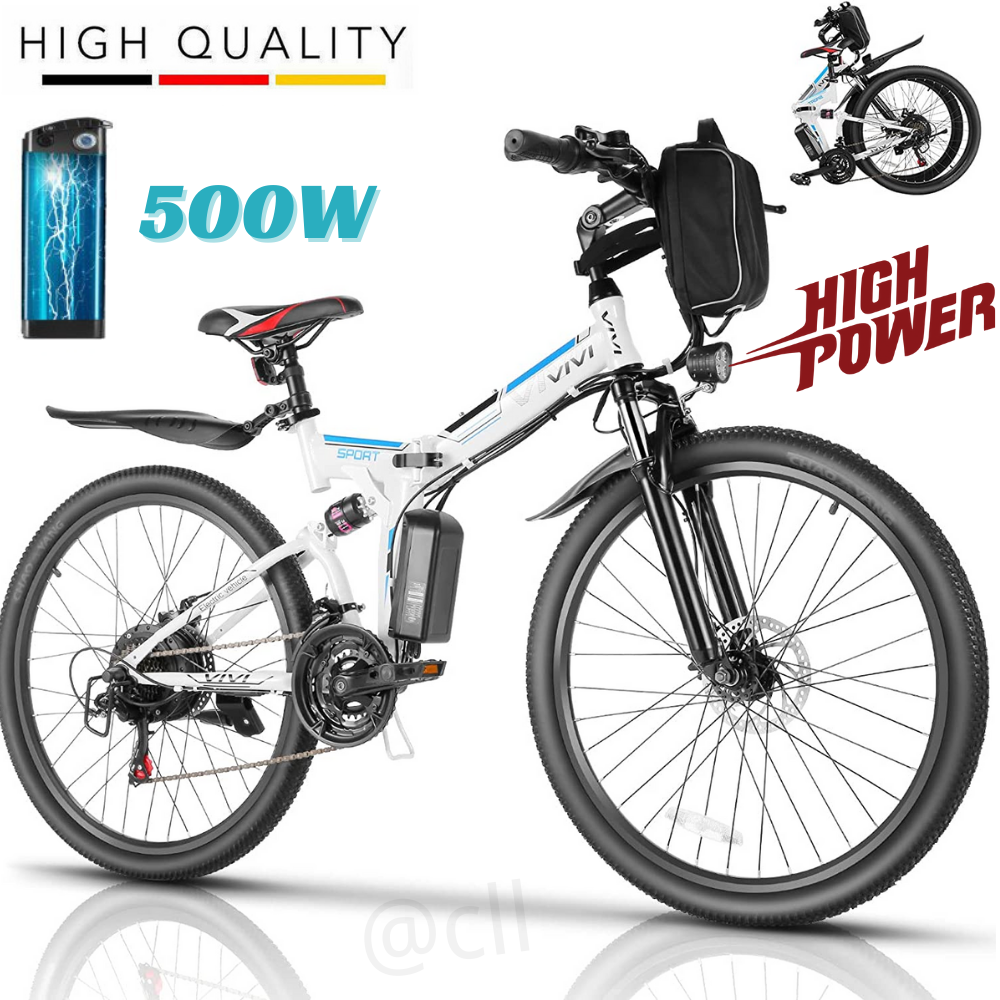 Electric Bicycle for Sale: 26" Folding Electric Bicycle, 500W Adults E-Mountain Bikes 21 Speed eBike White# in Hacienda Heights, California