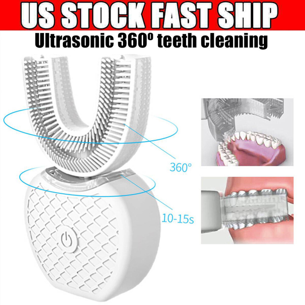 360° Dental Electric Automatic Ultrasonic Hands Brush White Whitening Toothbrush
