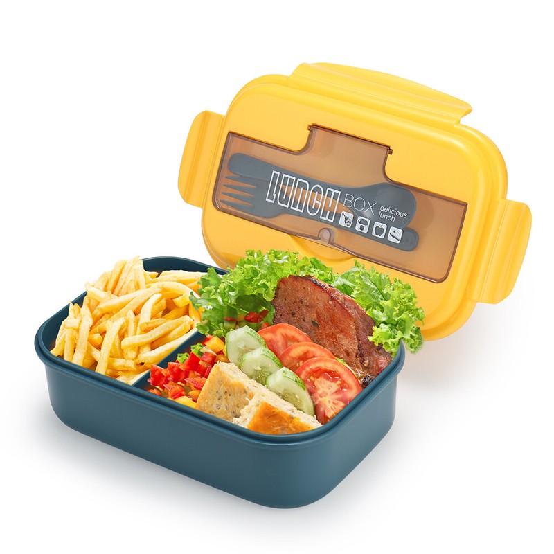 2 Fächer Brotdose Brotbox Kindergarten Frühstücksdose Schule Lunchbox, 1100ML