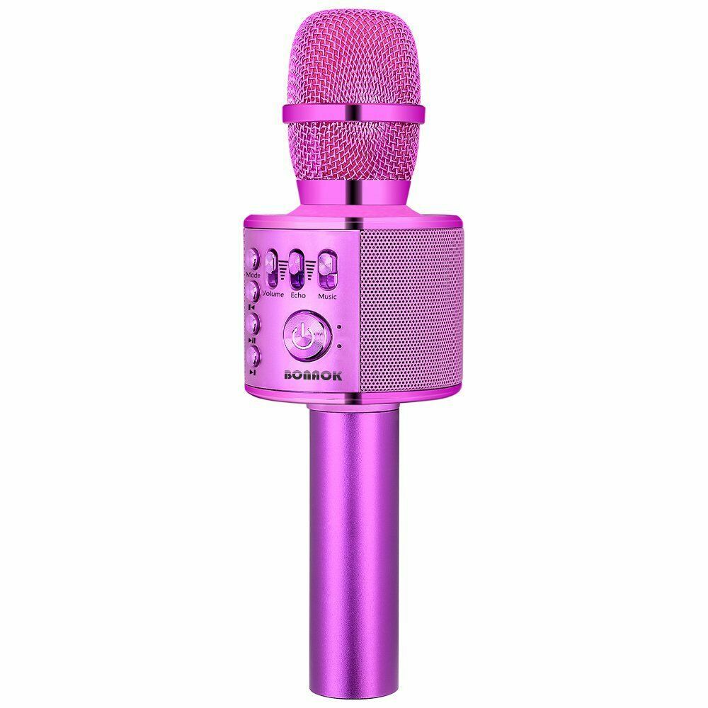 BONAOK 3-in-1 Portable Wireless Bluetooth Karaoke Microphone PURPLE