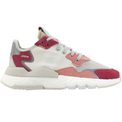 

adidas Nite Jogger Lace Up Womens Off White, Pink Кроссовки Повседневная обувь DA8666, adidas Nite Jogger Lace Up