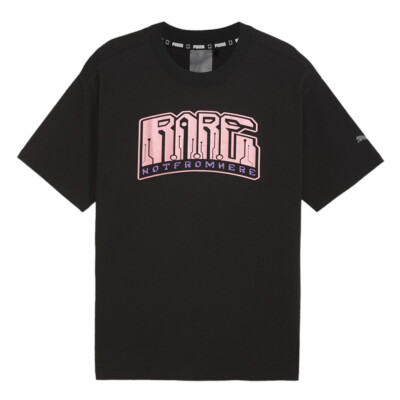 Футболка с круглым вырезом и коротким рукавом Puma с радужным рисунком X Melo Mens Black Casual