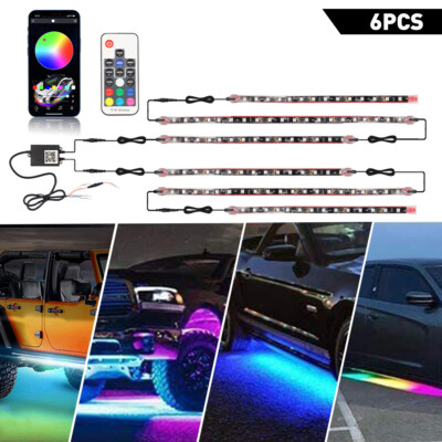 6pcs RGB Dream Color Dreamcolor Underglow LED Kit Car Neon Strip Light Music APP
