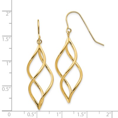 Pre-owned Superdealsforeverything Real 14kt Yellow Gold Swirl Dangle Earrings
