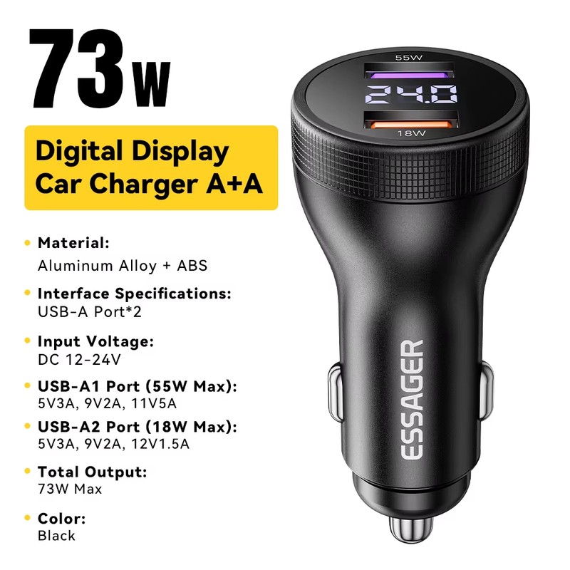 73W USB C Car Charger Quick Charge 4.0 PD3.0 Fast Charging Adapter for iPhone16