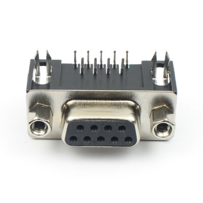 10Pcs D-SUB 9 Pin Female Right Angle PCB Connector Adapter Converter 2 Rows DB9F